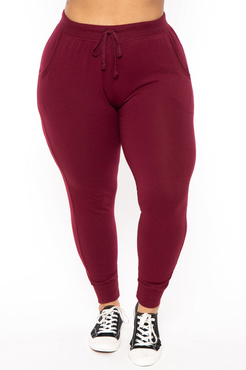 Plus Size Sweat Jogger - Burgundy