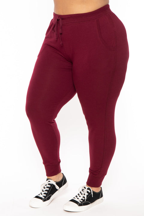 Plus Size Sweat Jogger - Burgundy