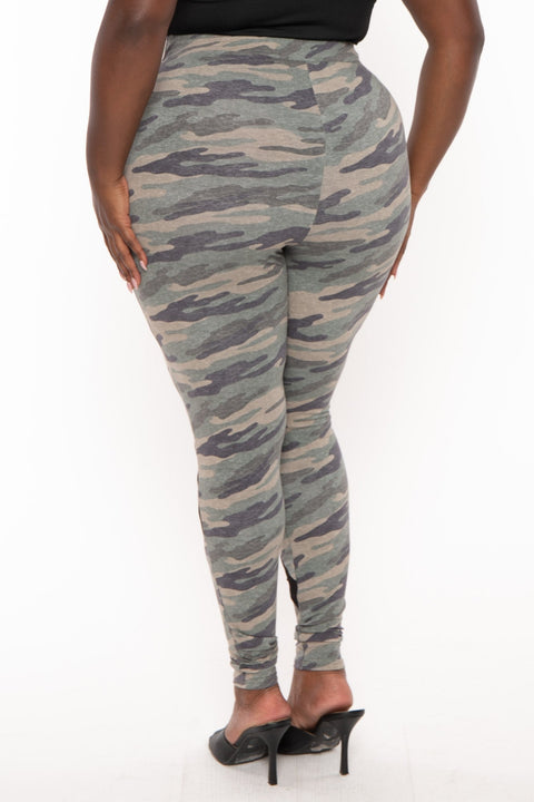 Plus Size Camo  Generation X Leggings - Olive