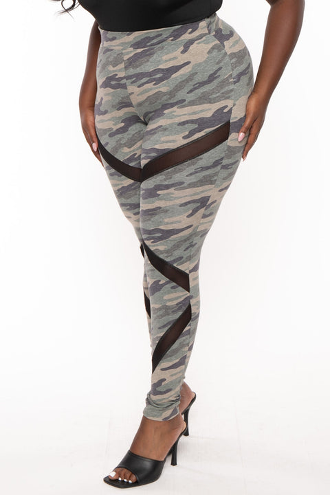 Plus Size Camo  Generation X Leggings - Olive