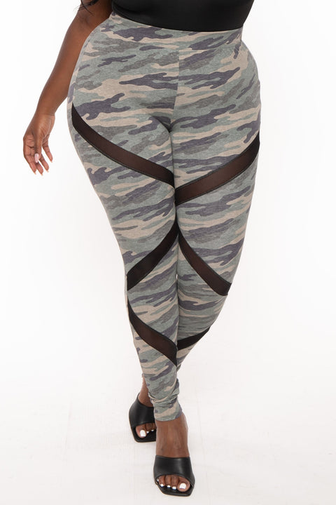 Plus Size Camo  Generation X Leggings - Olive