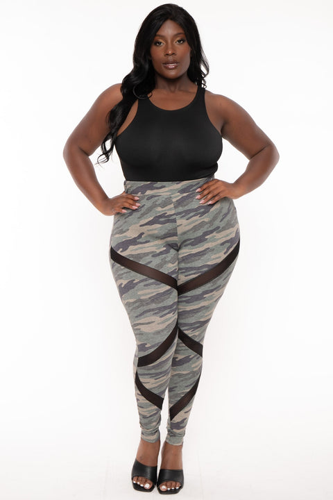 Plus Size Camo  Generation X Leggings - Olive