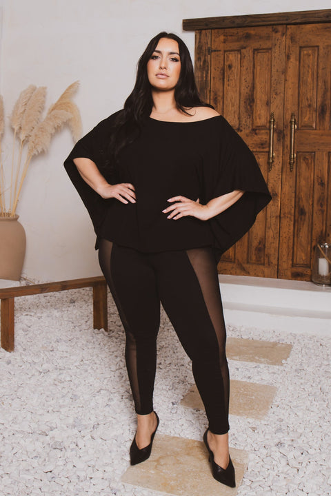 Plus Size Leylani High Waist Mesh Leggings - Black