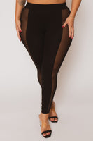Plus Size Leylani High Waist Mesh Leggings - Black