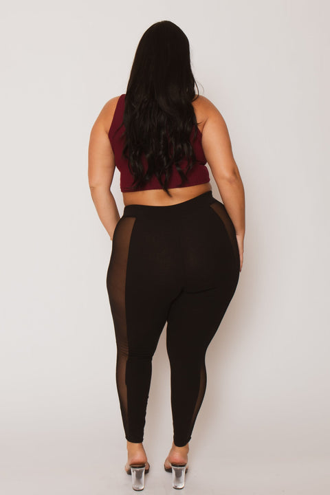 Plus Size Leylani High Waist Mesh Leggings - Black