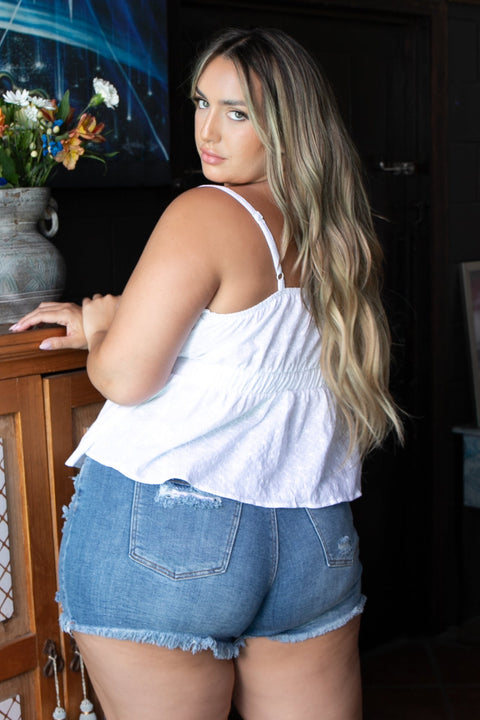 Plus Size Riven  Denim Short - Medium Wash