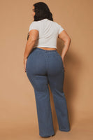 Plus Size Seamline Flare Pants - Blue