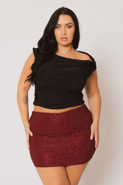 Plus Size Sparkle Nights Skort - Burgundy