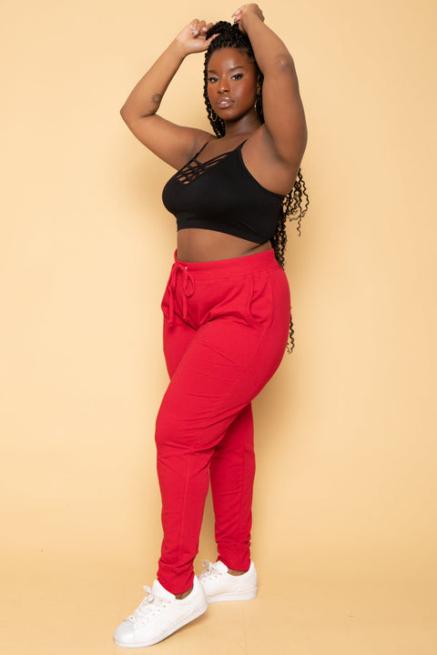 Plus Size Sweat Jogger - Red