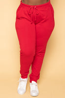 Plus Size Sweat Jogger - Red
