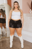 Plus Size Viola Faux Leather Cargo Shorts - Black