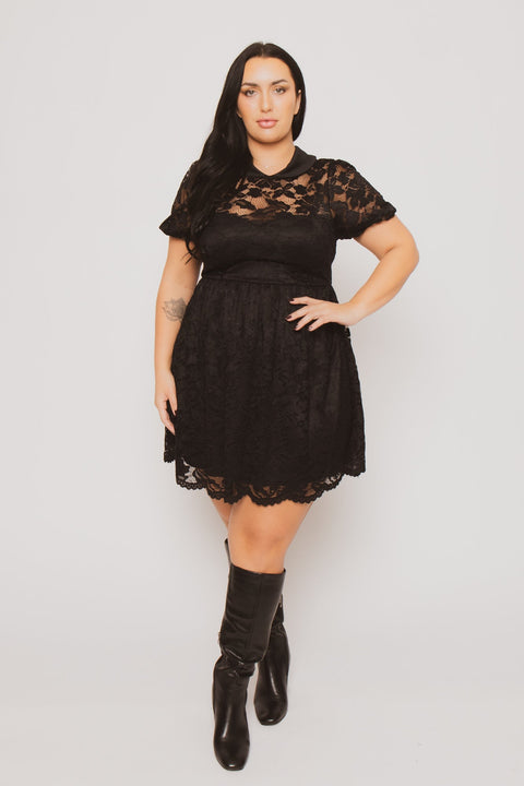 Plus Size Adeline Lace Dress - Black