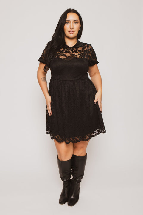 Plus Size Adeline Lace Dress - Black