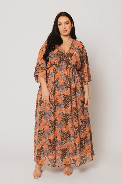 Plus Size Anastasia Bloom Dress - Brown