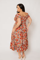 Plus Size Arden Floral Romance Dress - Orange
