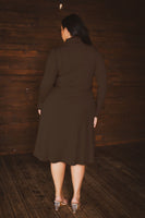 Plus Size Audrey Turtleneck Knit Dress  - Brown