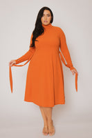 Plus Size Audrey Turtleneck Knit Dress  - Rust