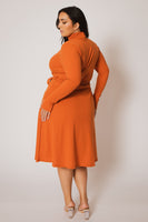 Plus Size Audrey Turtleneck Knit Dress  - Rust