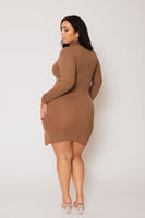 Plus Size Autumn Glow Mini Dress - Brown