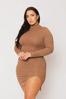 Plus Size Autumn Glow Mini Dress - Brown