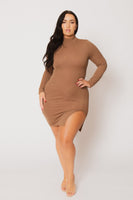 Plus Size Autumn Glow Mini Dress - Brown