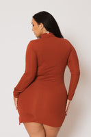Plus Size Autumn Glow Mini Dress - Rust