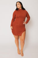 Plus Size Autumn Glow Mini Dress - Rust
