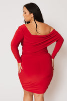 Plus Size Ava Ruched Bodycon Dress - Red