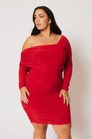Plus Size Ava Ruched Bodycon Dress - Red