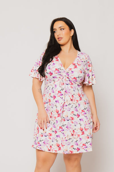 Plus Size Cambria Blossom Mini Dress - Ivory