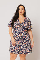 Plus Size Cambria Blossom Mini Dress - Navy