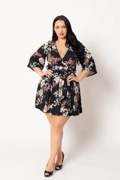 Plus Size Camellia Charm Dress - Black