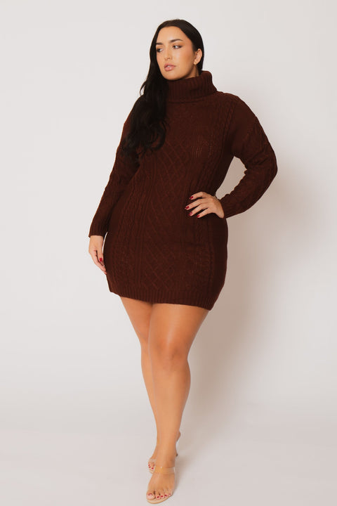 Plus Size Camille Sweater Dress - Brick