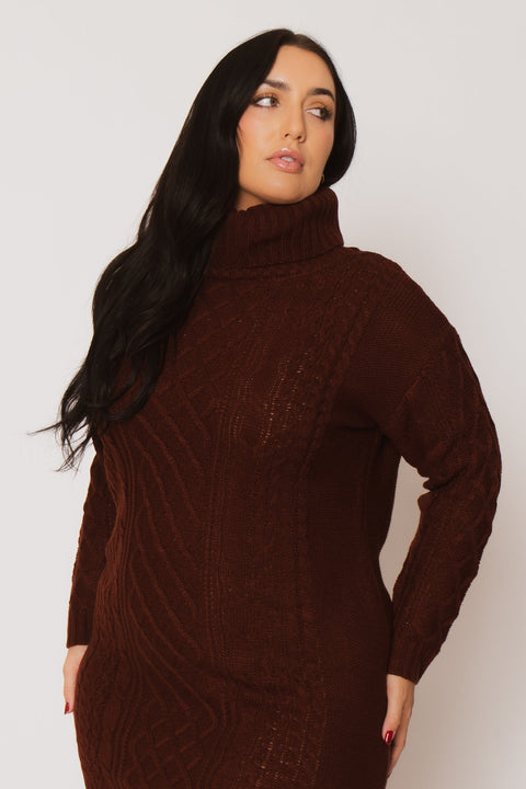 Plus Size Camille Sweater Dress - Brick