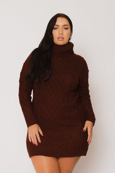 Plus Size Camille Sweater Dress - Brick