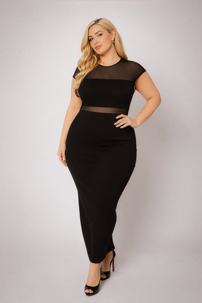 Plus Size Celeste Sheer Maxi Dress - Black