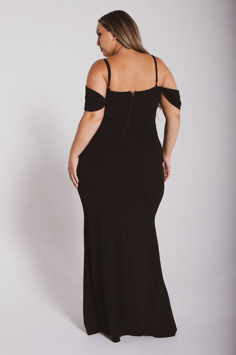 Plus Size Corinne Rhinestone Dress Dress- Black