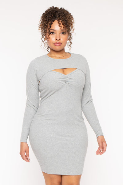 Plus Size Cristy 2pc Dress Set - Heather Grey