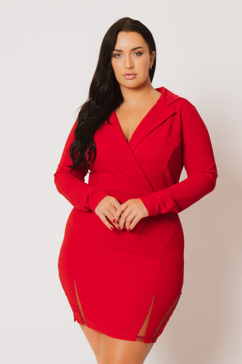 Plus Size Danica Blazer Dress - Red