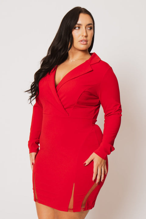 Plus Size Danica Blazer Dress - Red
