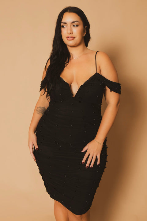 Plus Size Divine Pearl Dress - Black