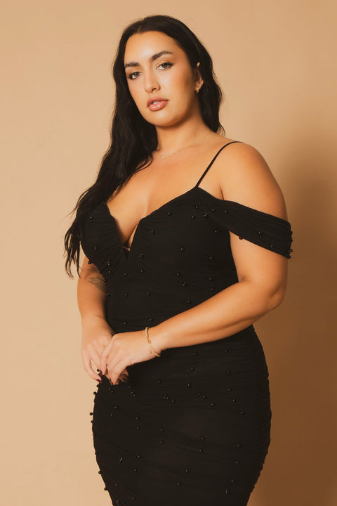 Plus Size Divine Pearl Dress - Black