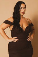 Plus Size Divine Pearl Dress - Brown