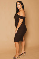 Plus Size Divine Pearl Dress - Brown