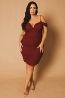 Plus Size Divine Pearl Dress -Burgundy