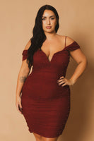 Plus Size Divine Pearl Dress -Burgundy