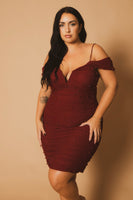 Plus Size Divine Pearl Dress -Burgundy