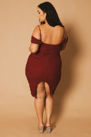 Plus Size Divine Pearl Dress -Burgundy