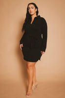 Plus Size Effortless Belted Dress - Black
