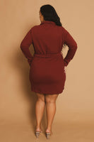 Plus Size Effortless Belted Dress - Burgundy